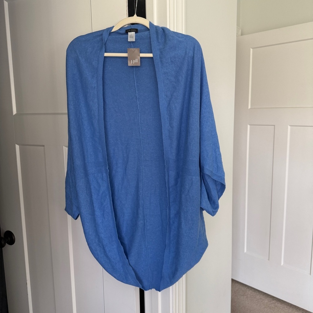 NWT J. Jill Crystal Blue Linen Cardigan Sweater New